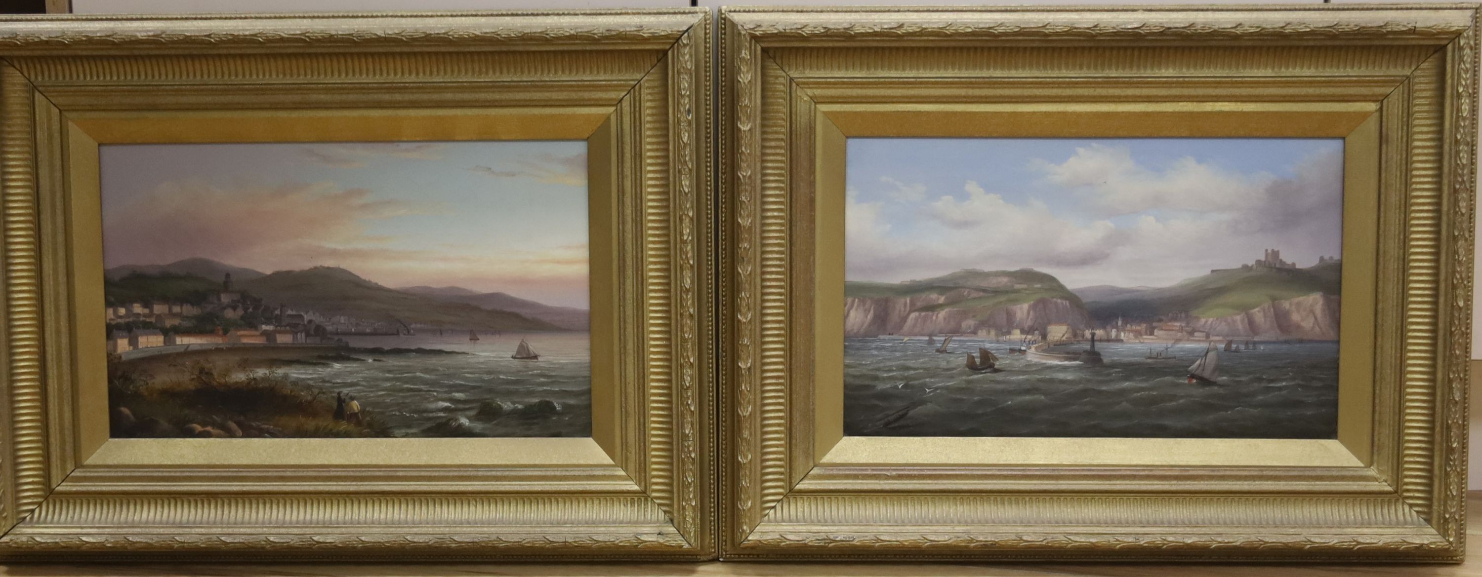 Millson Hunt (fl.1875-1900), pair of oils on canvas, Views of Scarborough, signed and dated 1886, 24 x 40cm